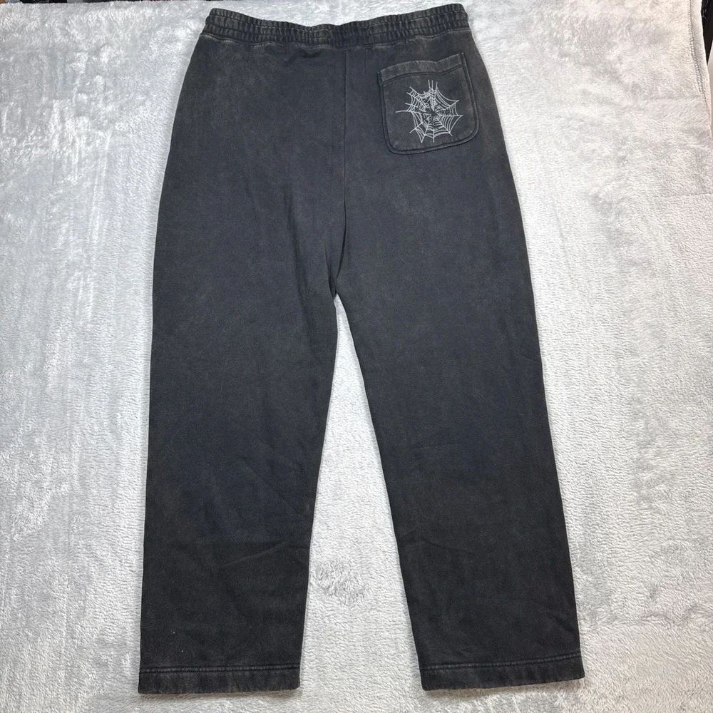 Hollister Baggy Sweatpants Men Large Washed Black Spider Embroidered
